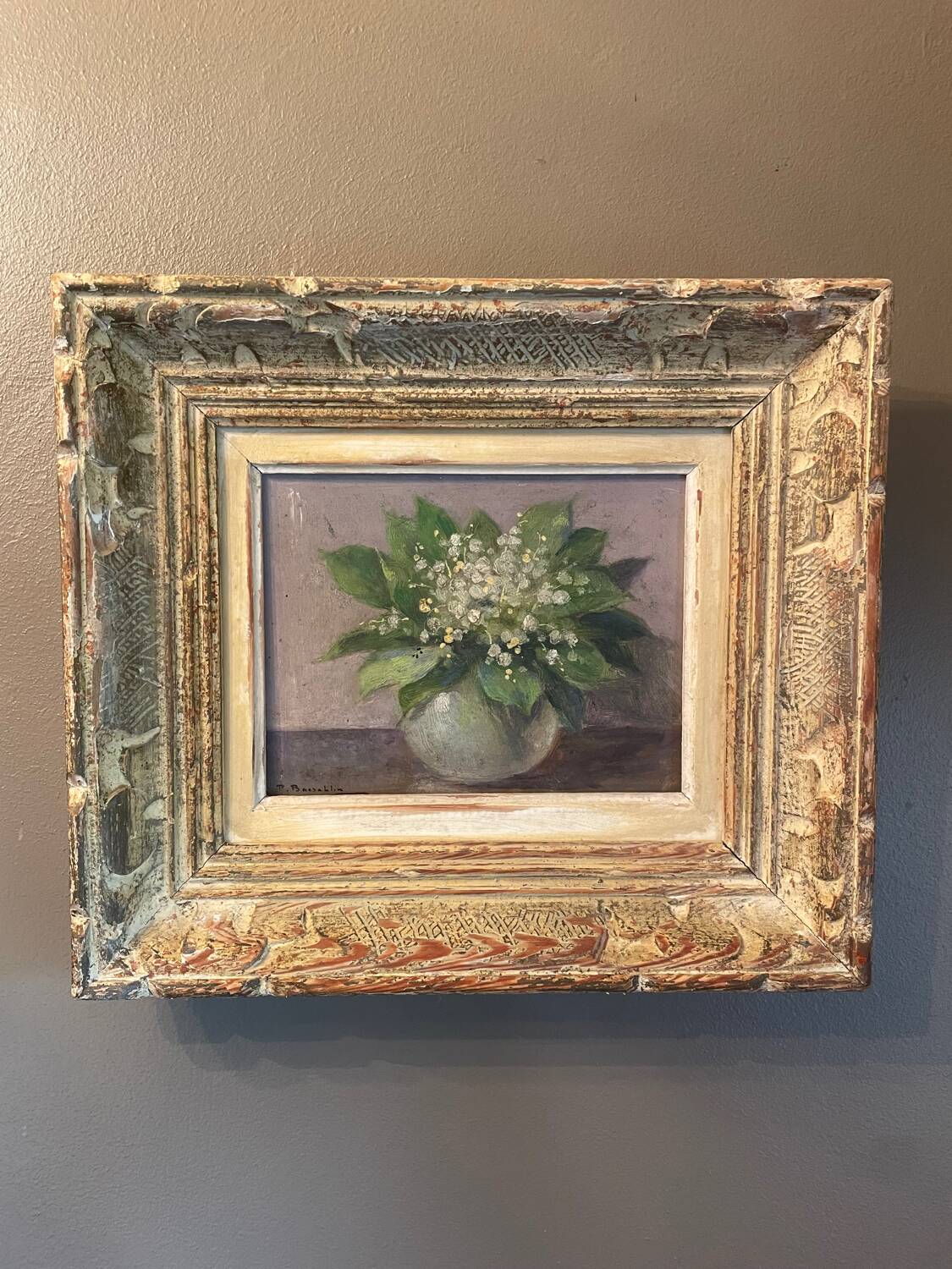 Charming old painting: Bouquet of lily of the valley