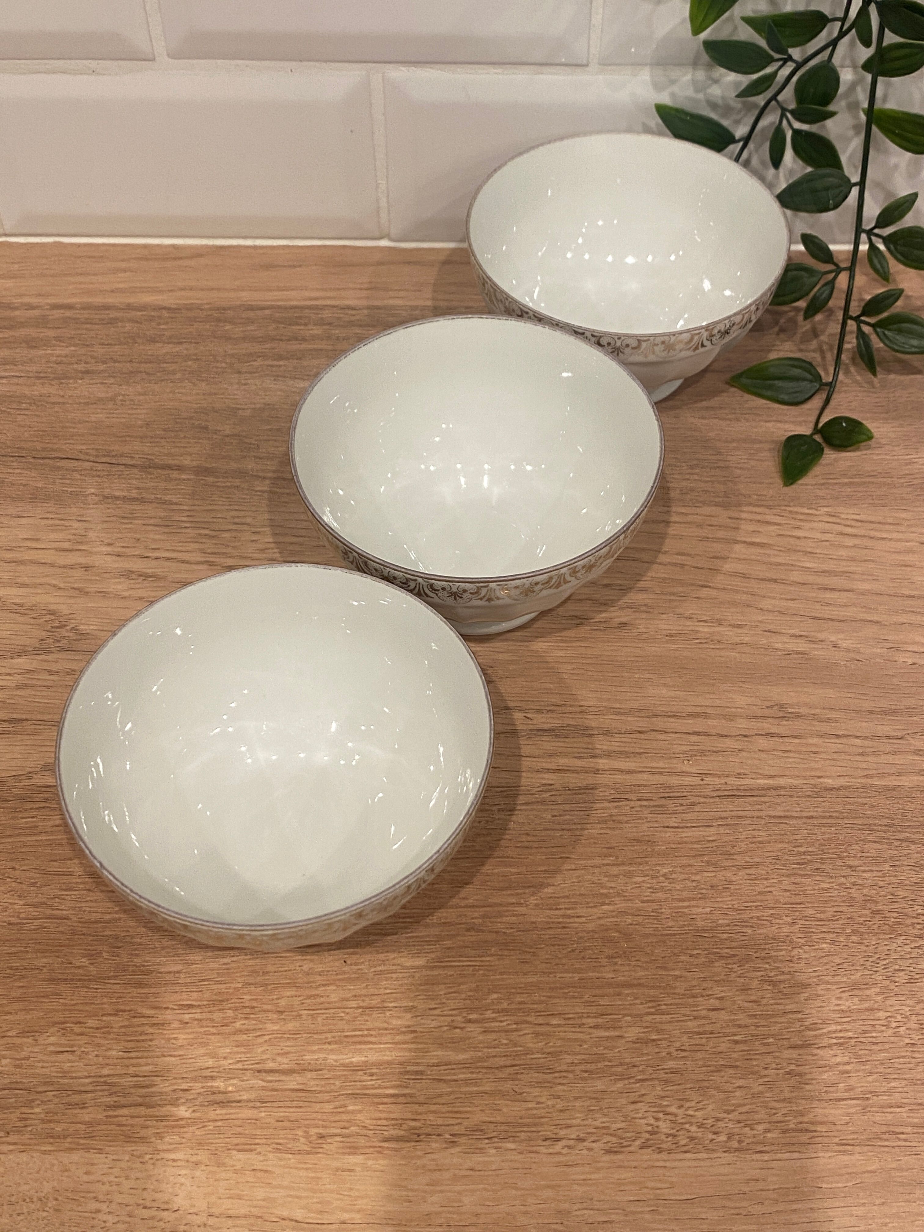 3 small faceted bowls
