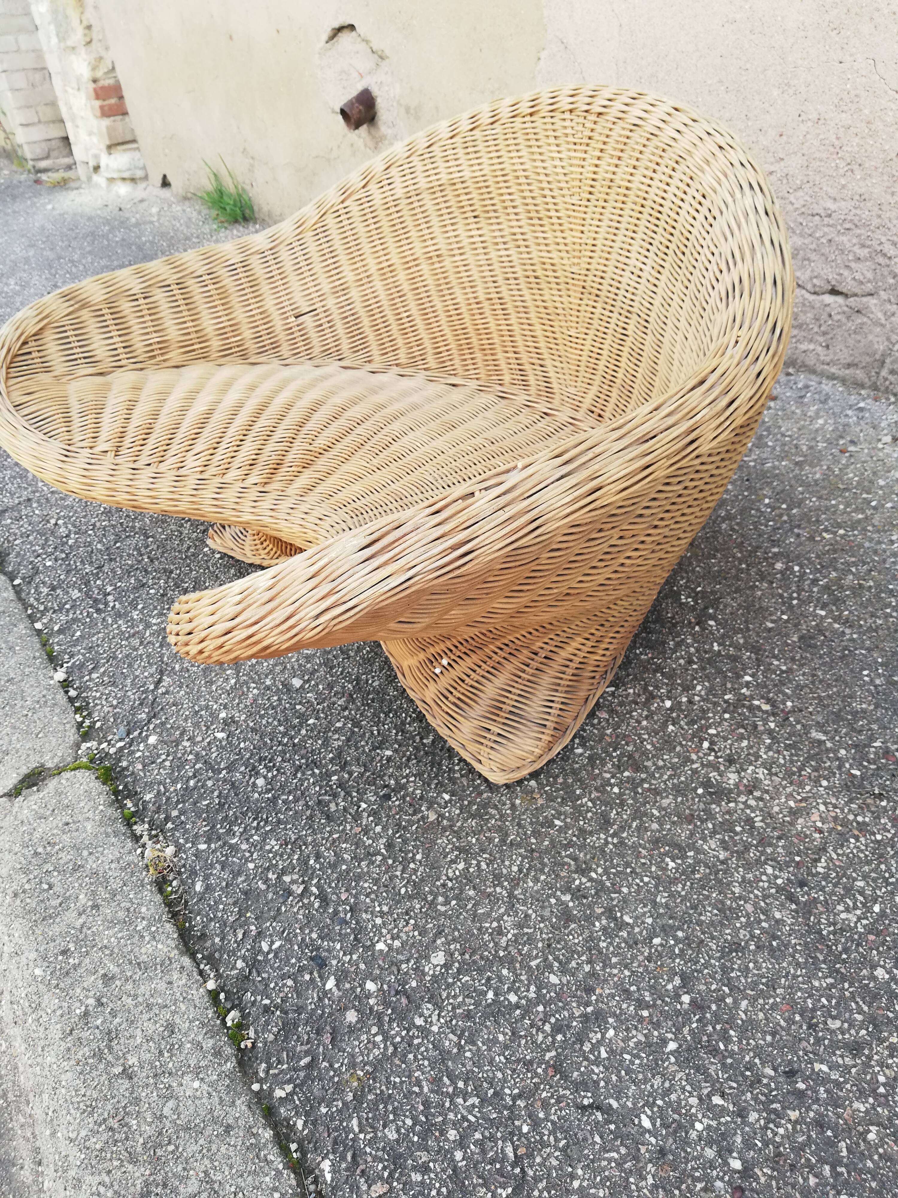 Fauteuil vintage de yoga rotin