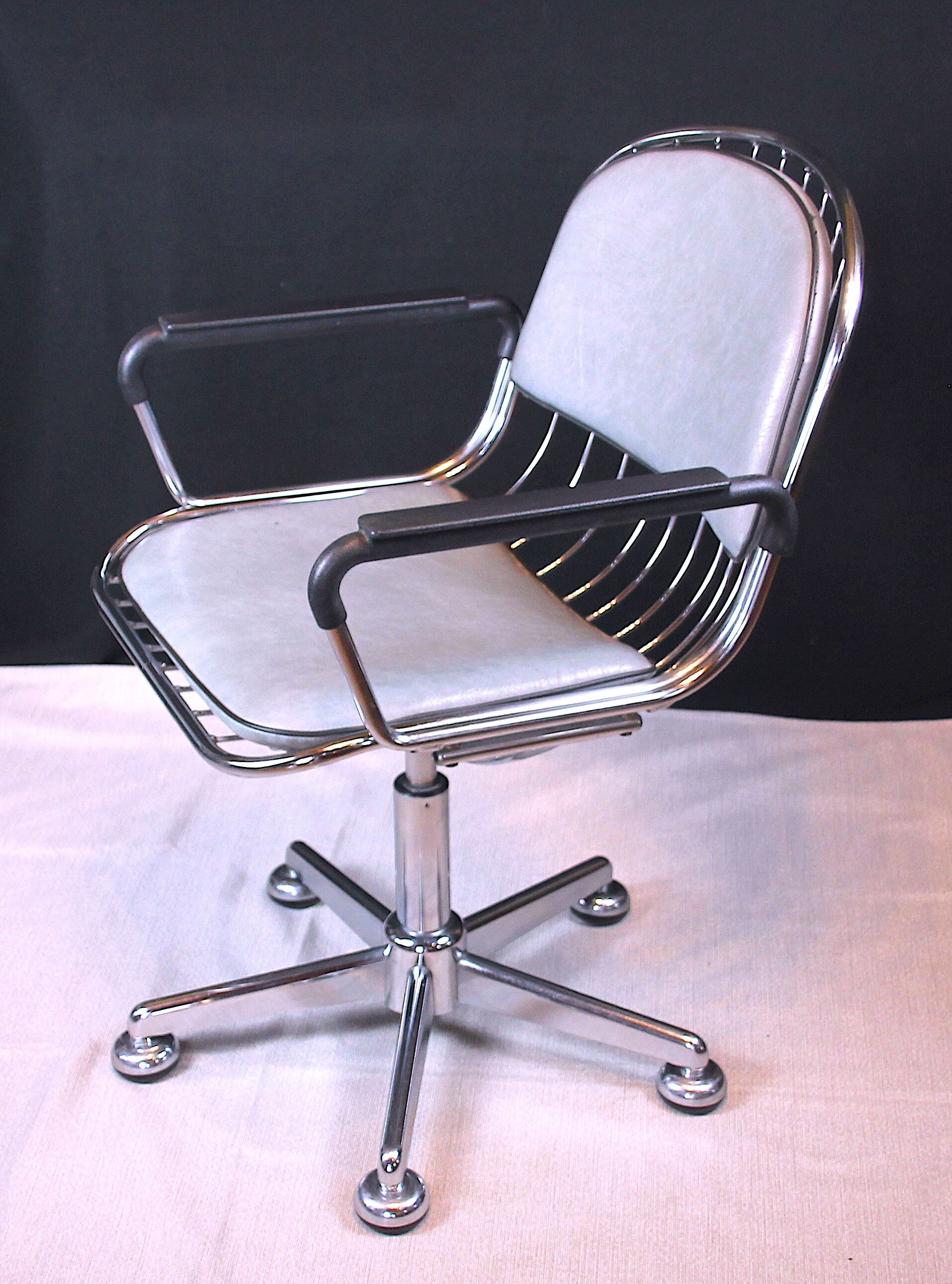 1980s Vintage Molteni and Consonni Metal & Leather Chairs - a Pair