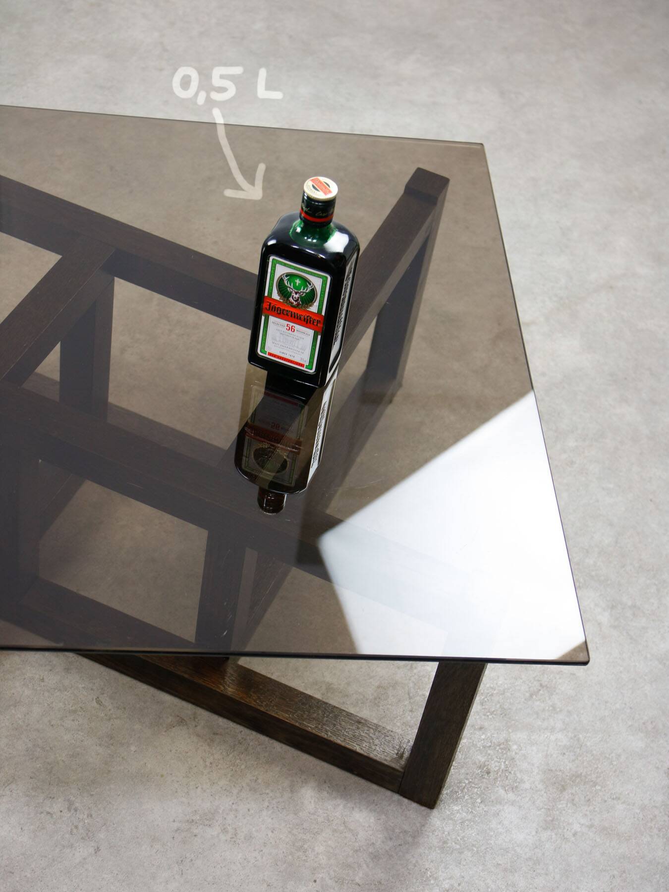 Italian Wooden & Smoked Glass Coffee Table, 60s