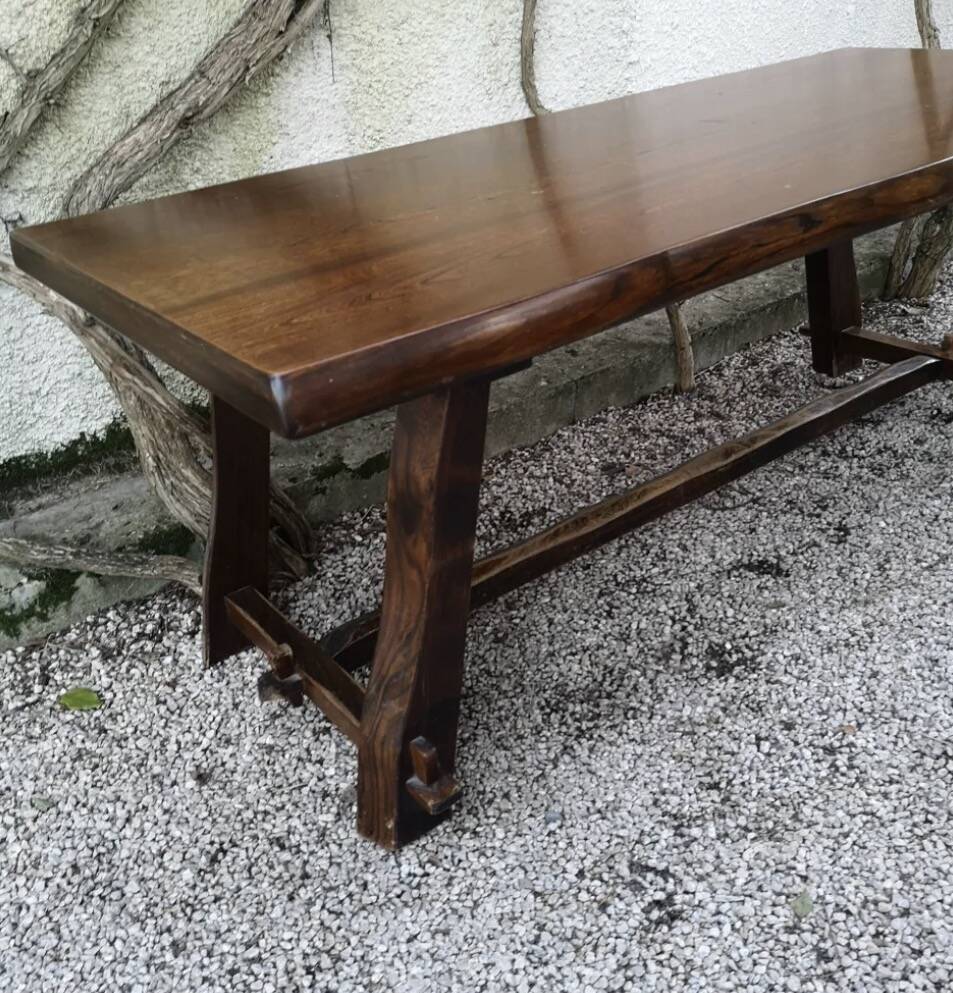 Large table and 2 benches brutalist design Olavi Hänninen