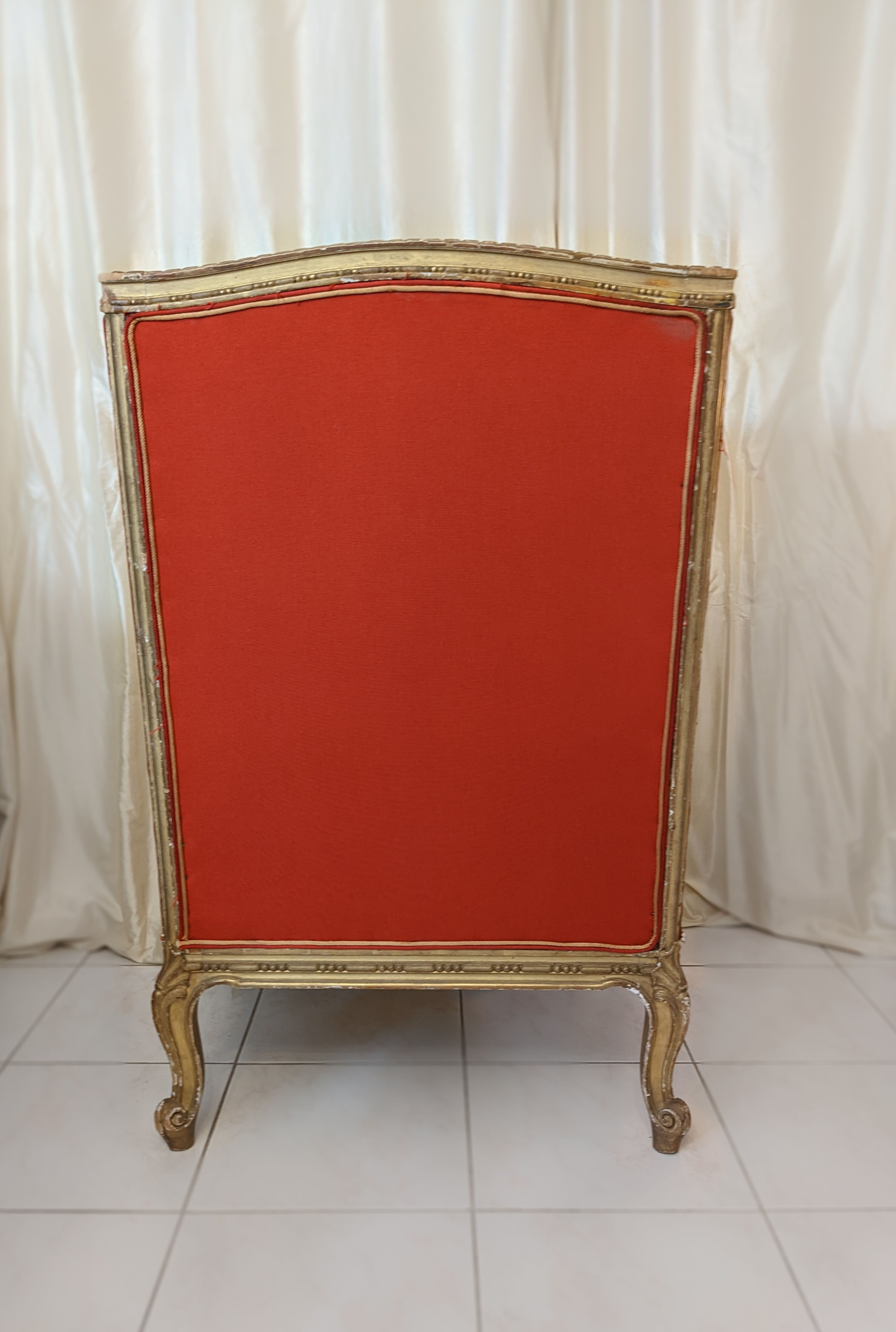 Wingback armchair in carved gilded wood signed Maison Dienst Paris 19th century