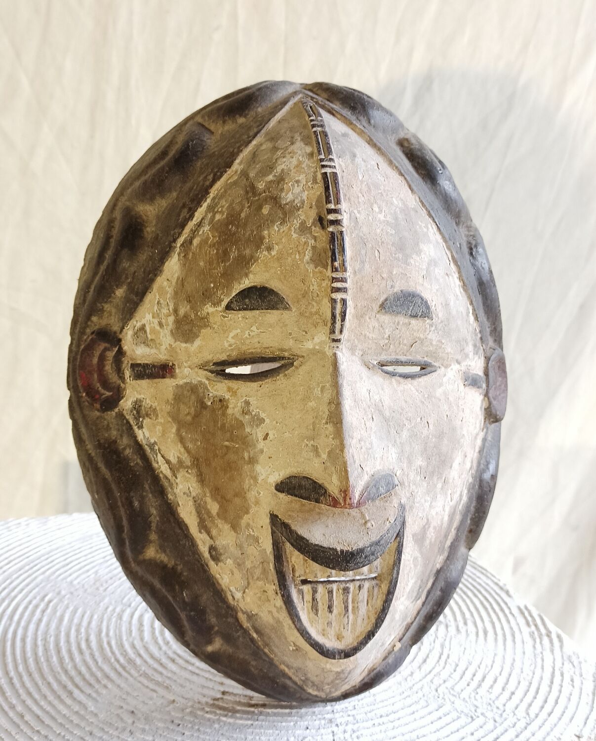 Antique wooden mask African Igbo art from Nigeria