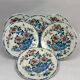 Set of 6 Gien flat plates with rooster and peony decoration, earthenware, 1875