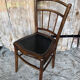 Bistrot chair turned wood & seat skai black vintage