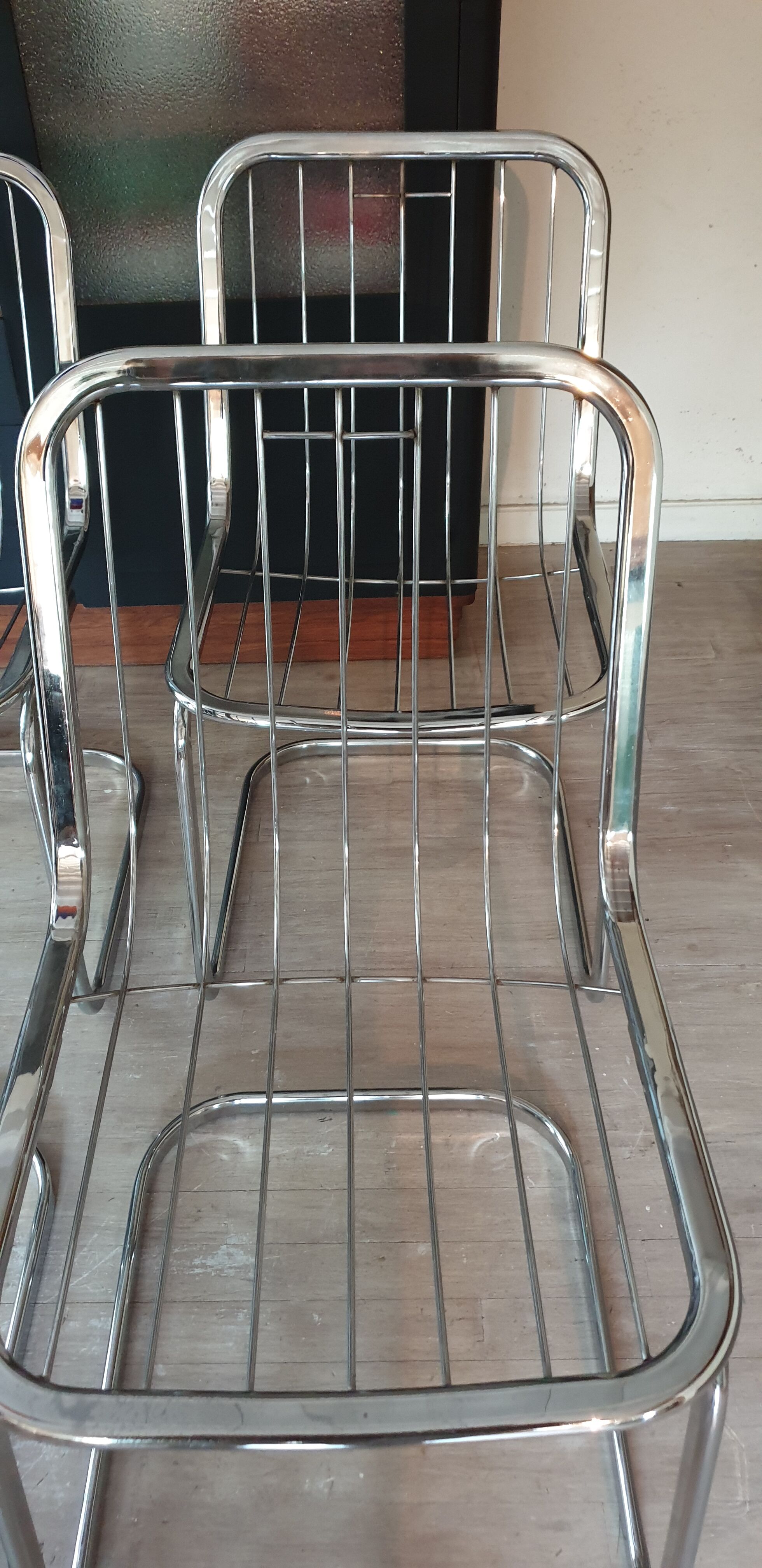 Table and four chrome chairs