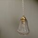 Vintage art deco tulip pendant light in frosted glass