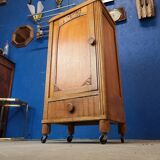 Art Deco serving trolley, cupboard on wheels in light wood.