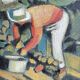 Oil on canvas signed O. Stephane, vintage painting of a grape harvest scene.