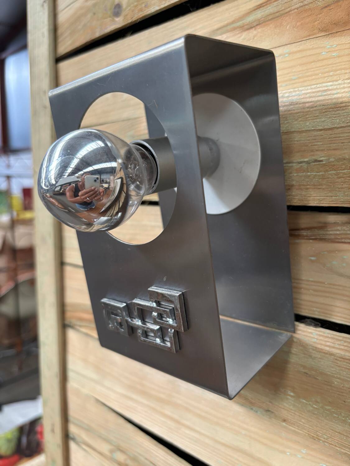 1970s vintage brushed aluminum wall lights