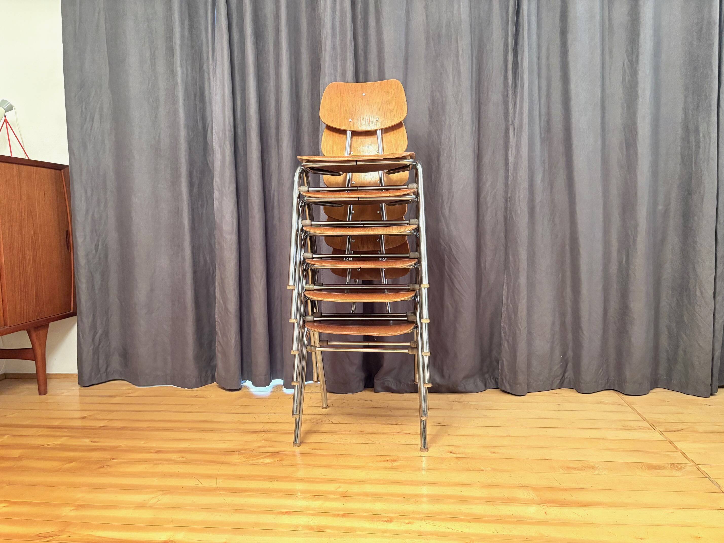 Set of six KN-38 chairs designed by Karl Nothhelfer for VS Möbel, Germany,