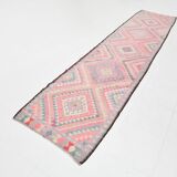 Pink Kilim Runner Rug, 94x404Cm