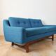 Norwegian living room set in blue fabric, vintage scandinavian 1960s