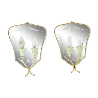 Set de 2 appliques miroir années 50