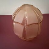 Small pink art deco globe in transparent and satin glass