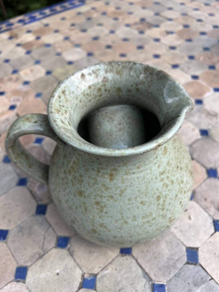Vintage Vallauris ceramic pitcher with bark inclusions