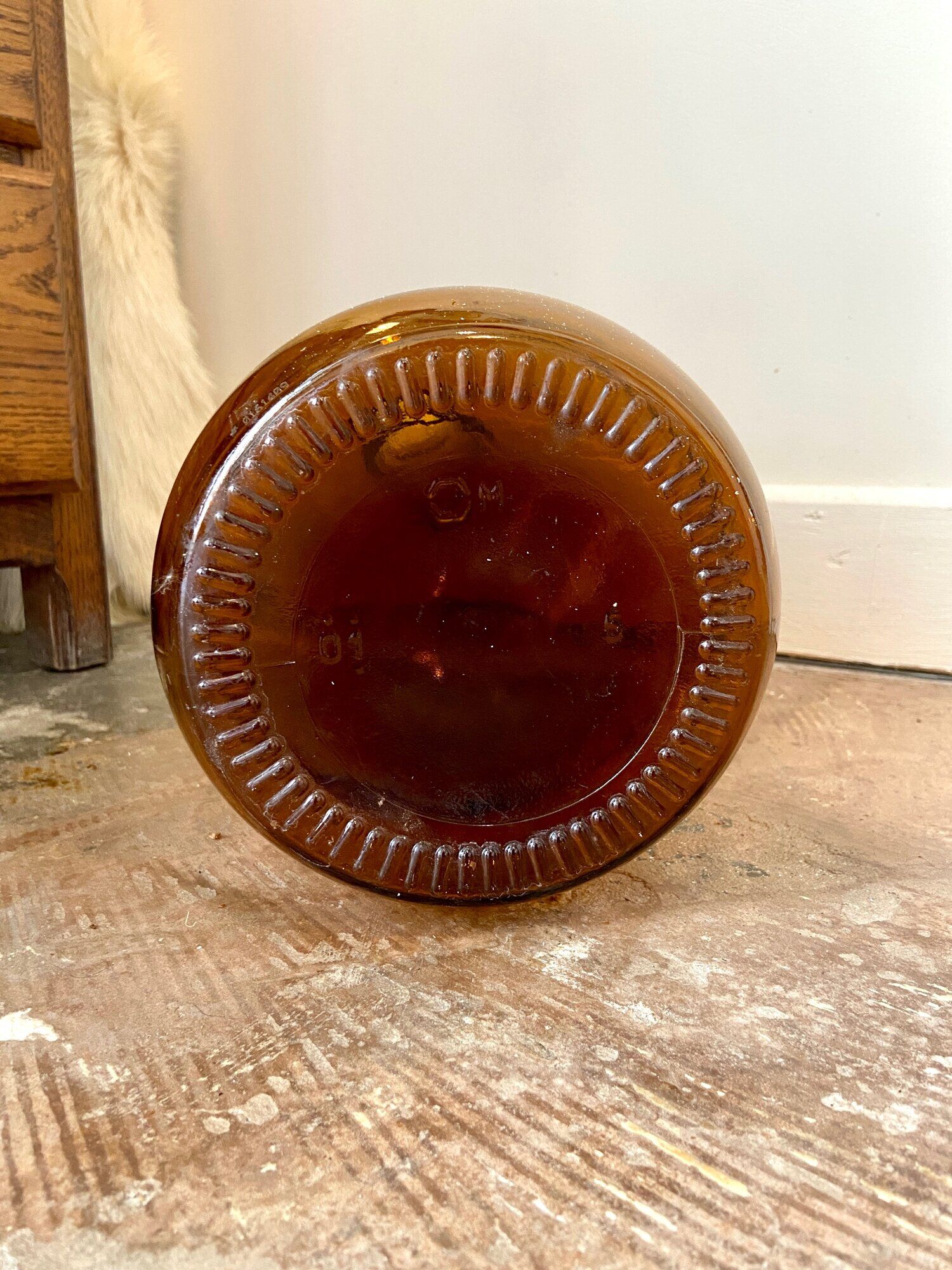 Bonbonne en verre ambré