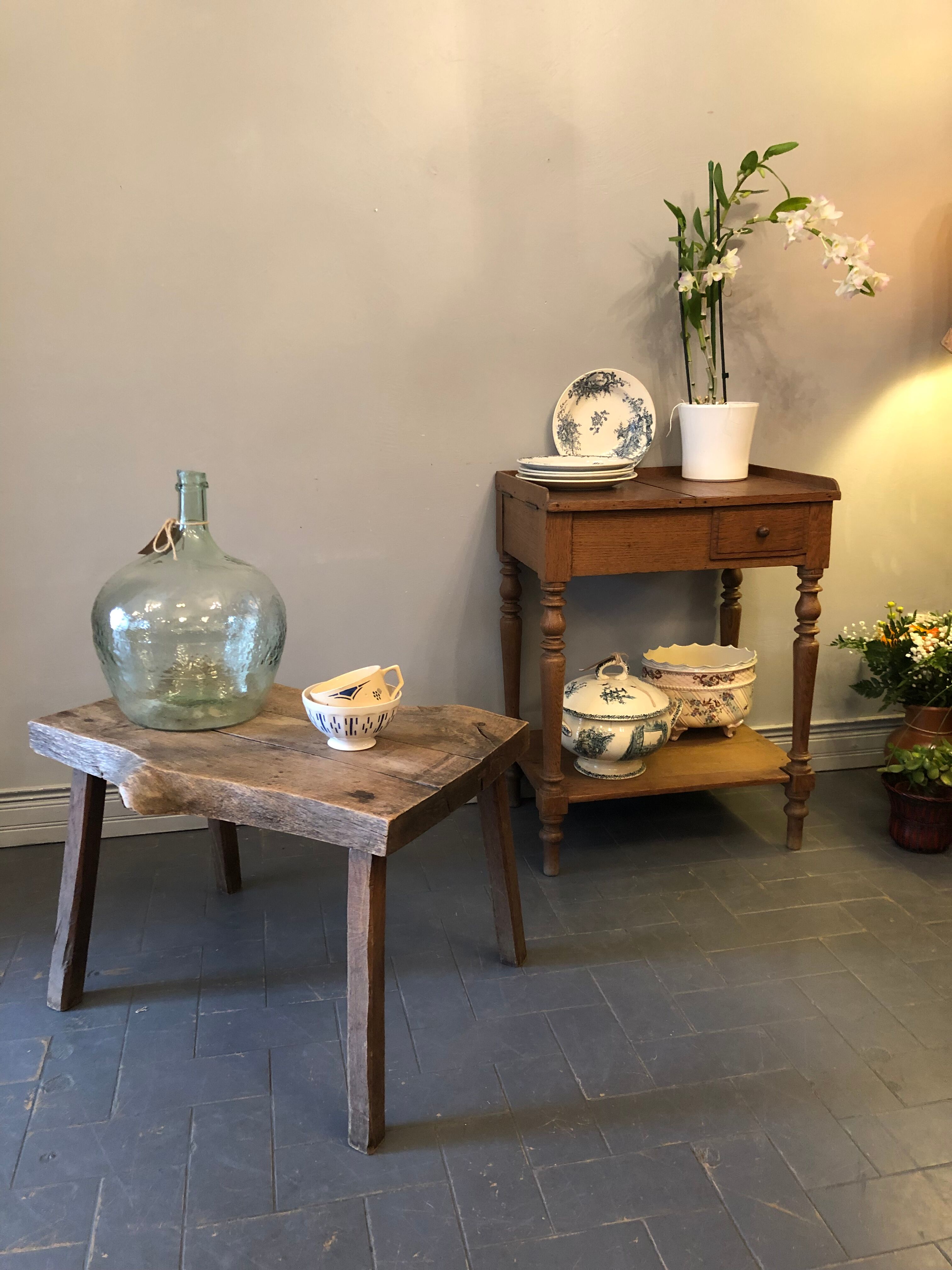 Brutalist oak coffee table