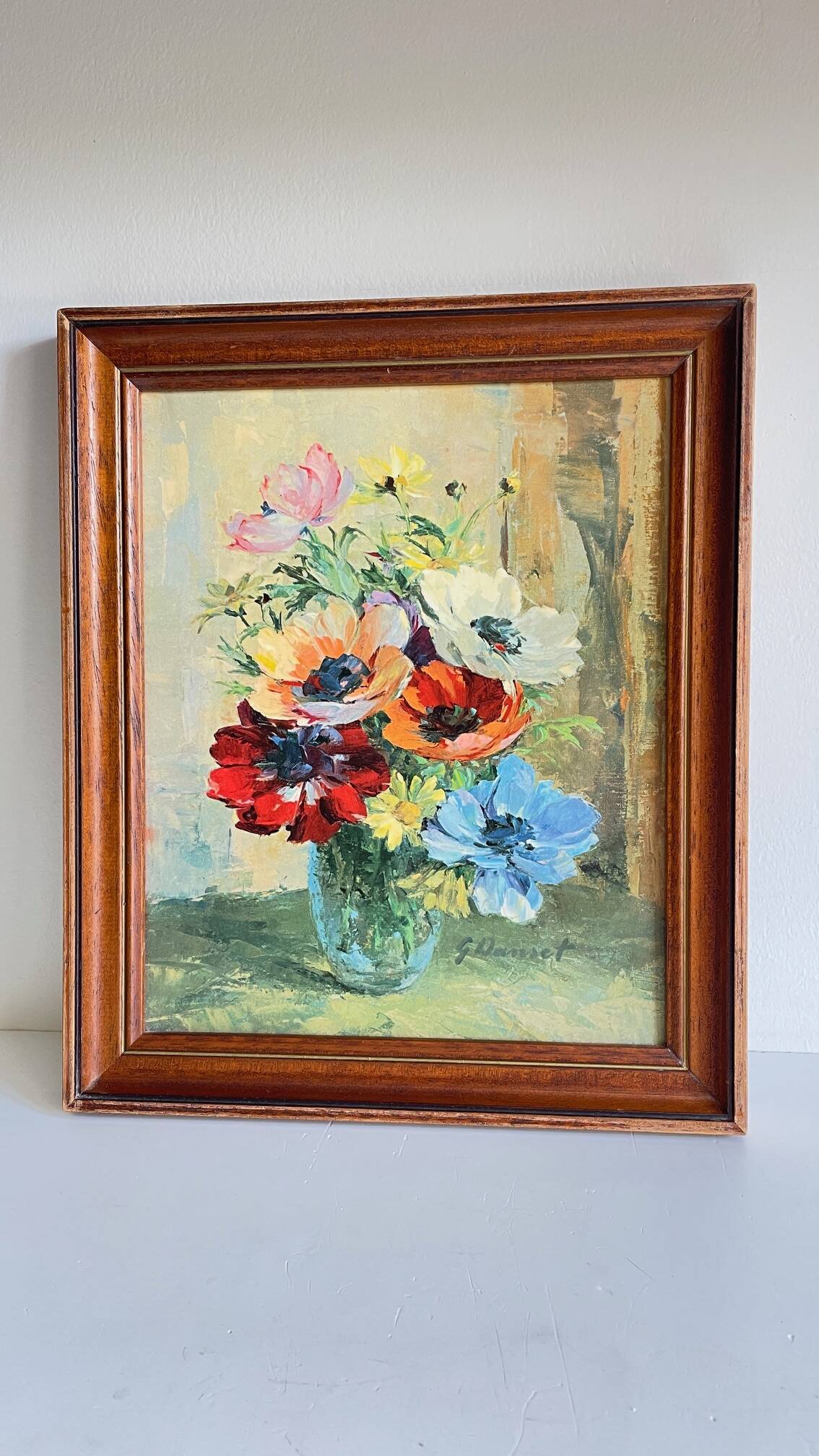 TABLEAU Vintage Bouquet aux ANEMONES