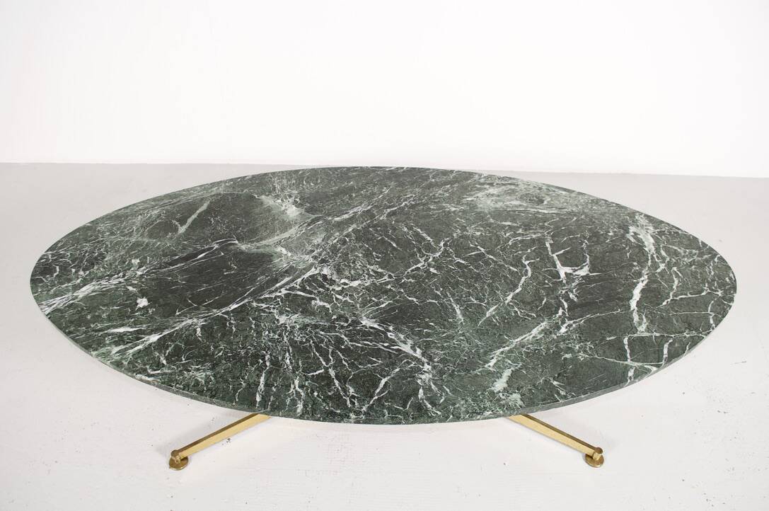 Table basse marbre laiton Michel Kin Italie 1960 Arflex éditeur