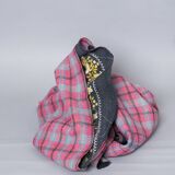 Kantha Sari Bedspread, Hand Embroidered Recycled Cotton Tartan