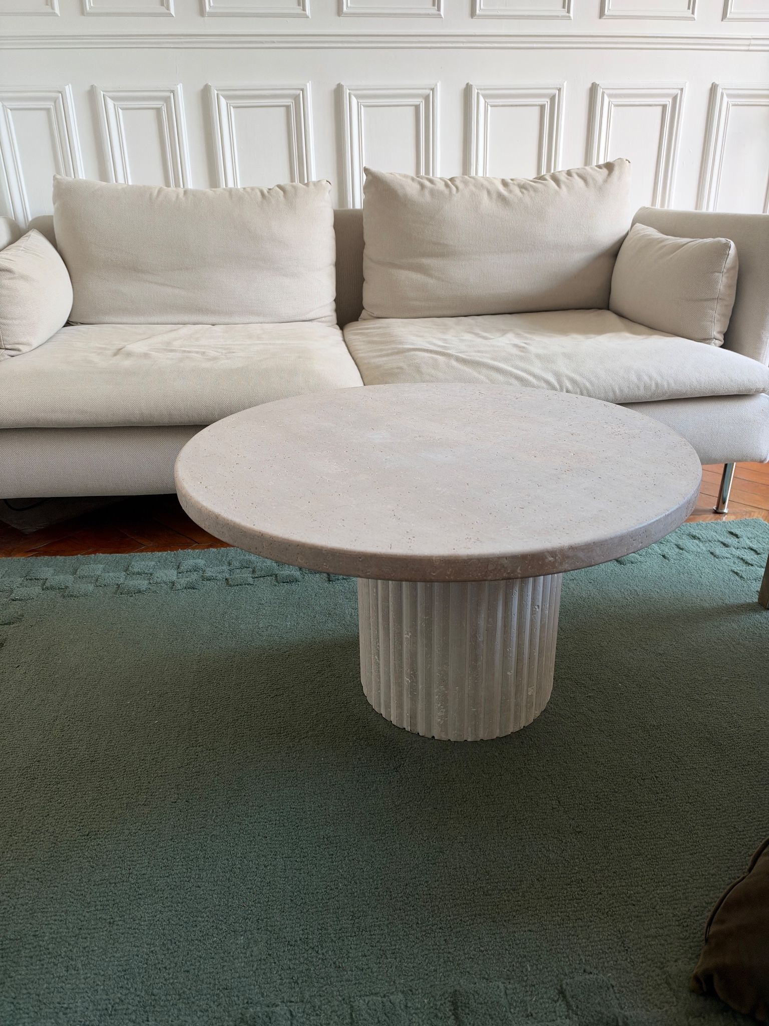 Beige Avenue travertine coffee table