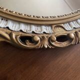 Miroir ovale résine dorée kitsch des années 70