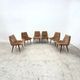 Set of six chairs by Robert DEBIEVE in wood and fabric, France 1950.