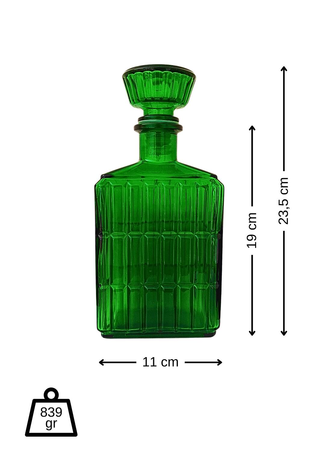 Midcentury Italian Green Glass Caraf/Bottle with Stopper, 1960s.