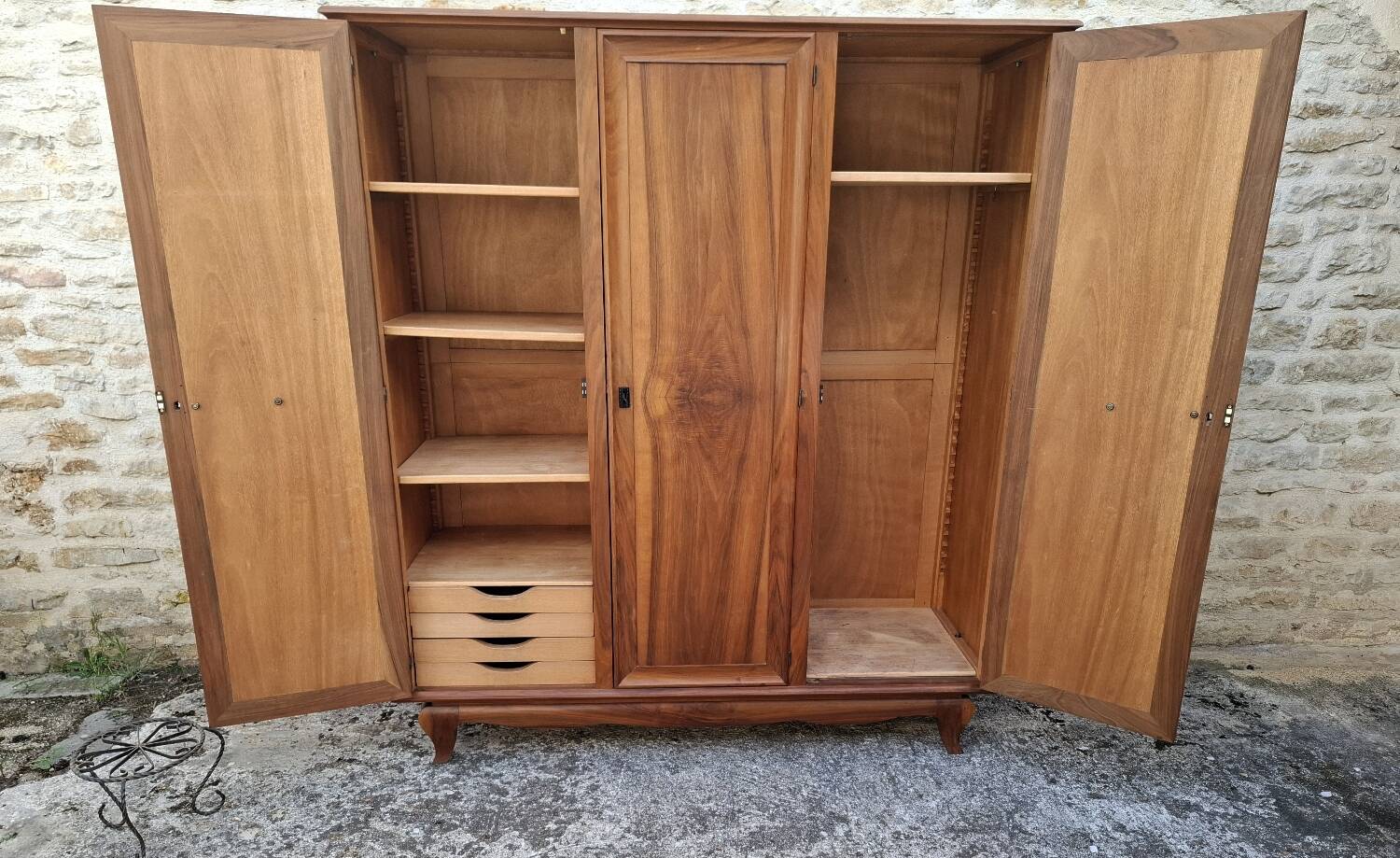 3-door walnut wardrobe
