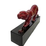 French Ceramic Art Deco Statue Of A Panther 1930s