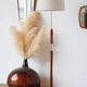 Vintage Scandinavian floor lamp in wood and gold brass — Beige lampshade