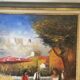Old Oil Painting Canvas Landscape Peasant Work Provence
