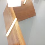 Vintage rectangular coffee table in solid elm and glass from the 80s