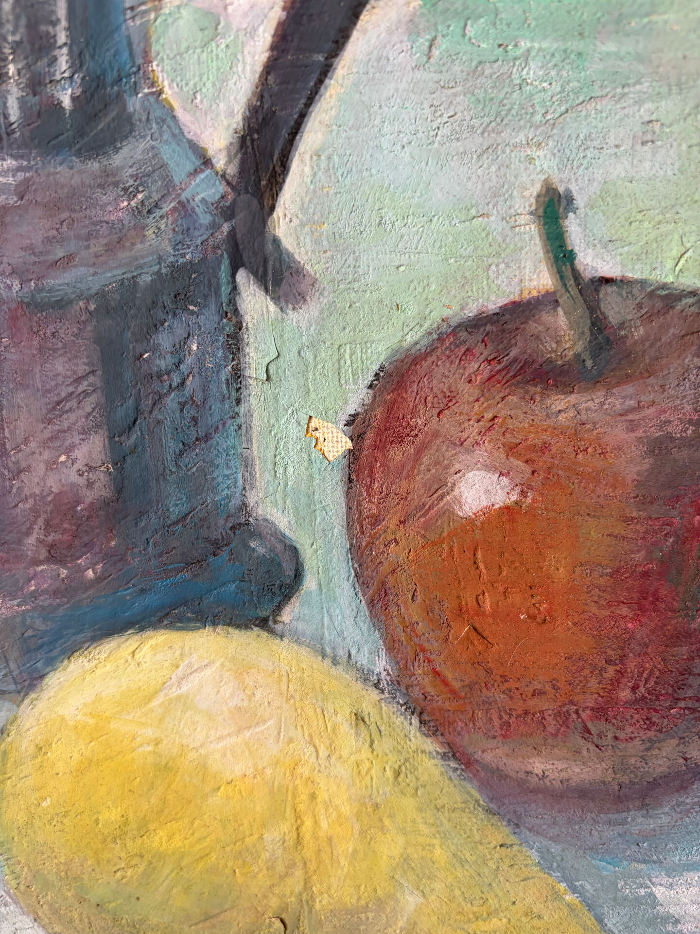 Nature morte - bouquet avec café et fruits, huile sur toile