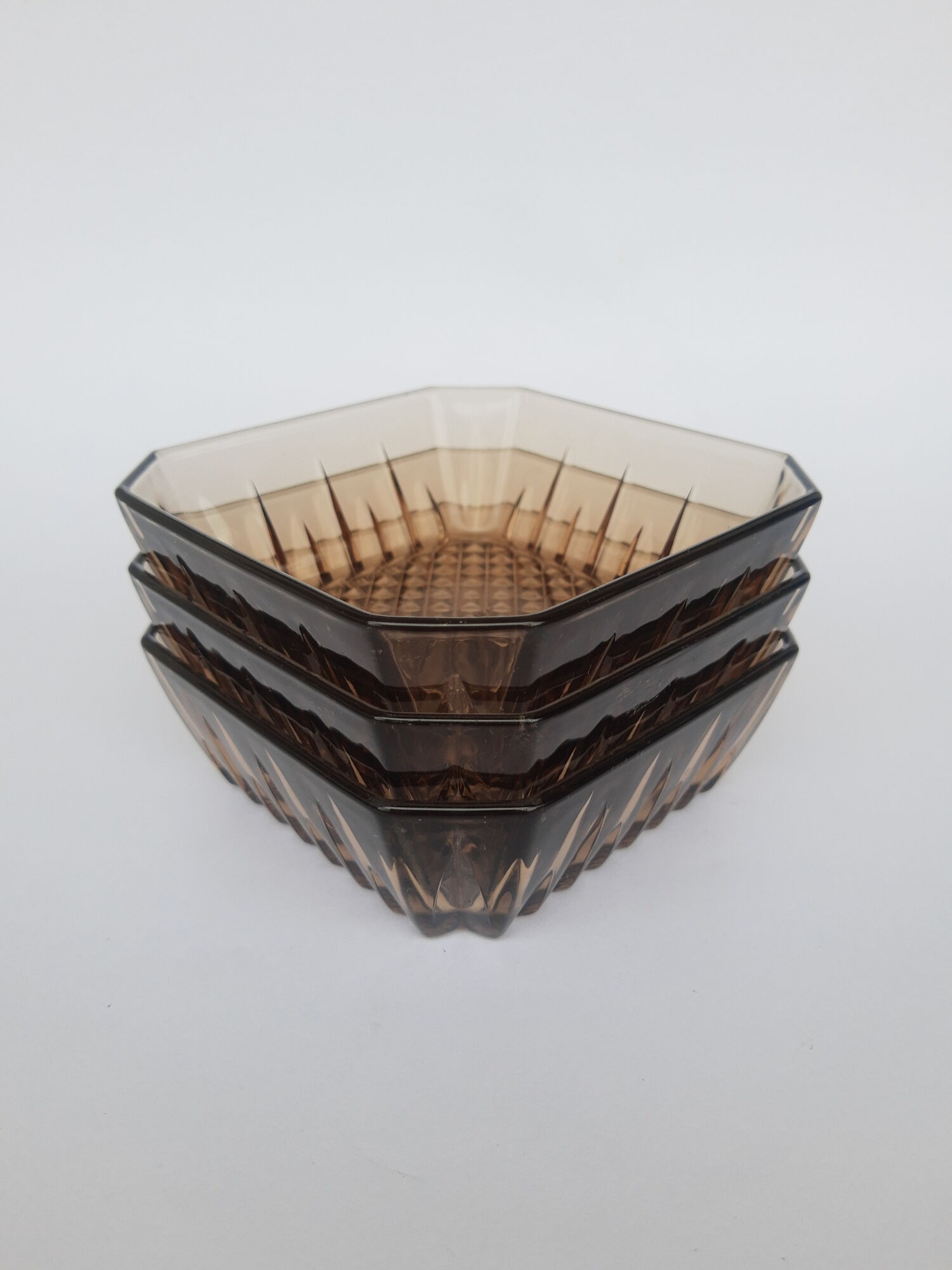 Set 3 cups in smoked glass