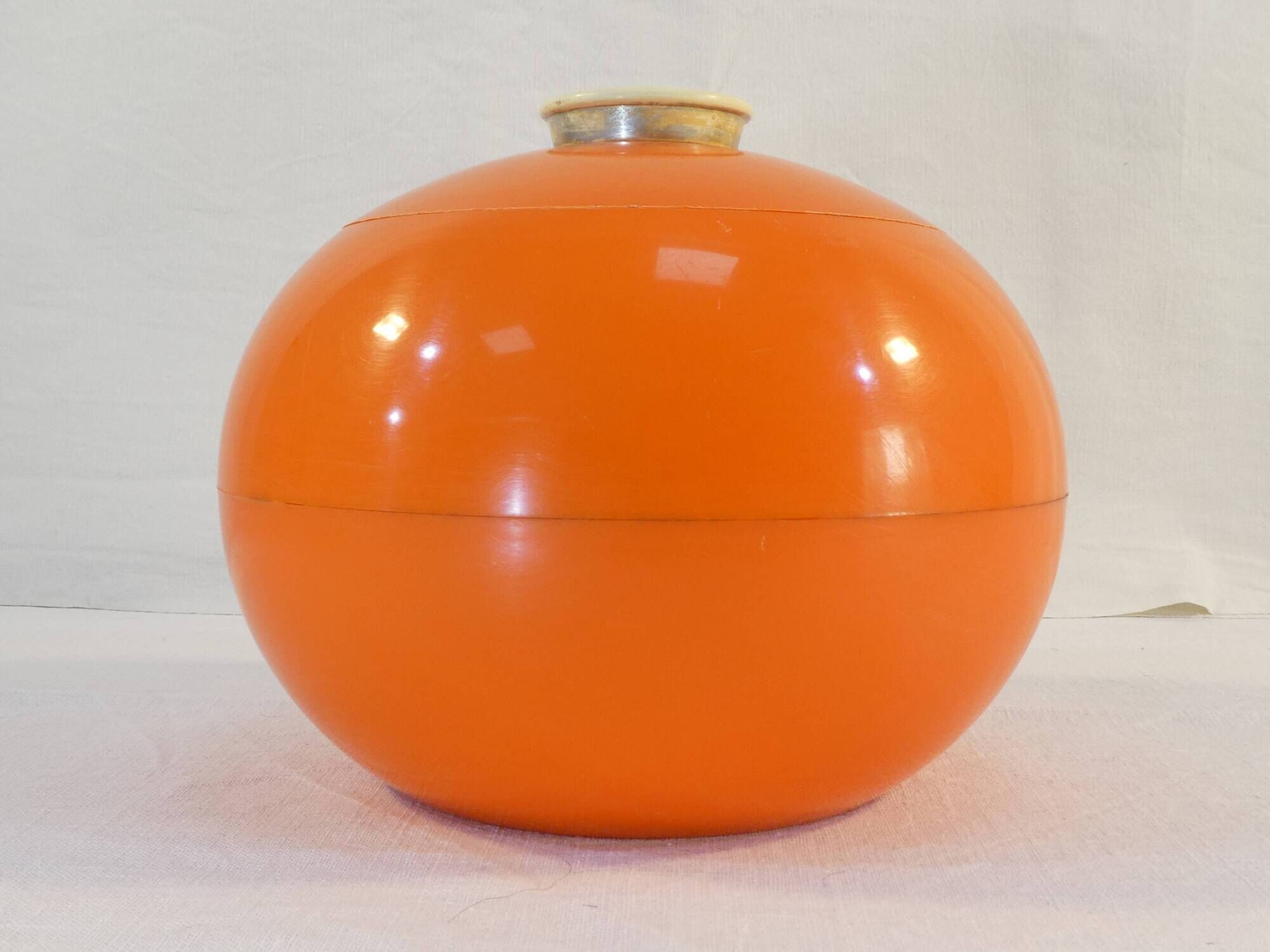 Vintage ice bucket of round shape and orange Brand GALLIA