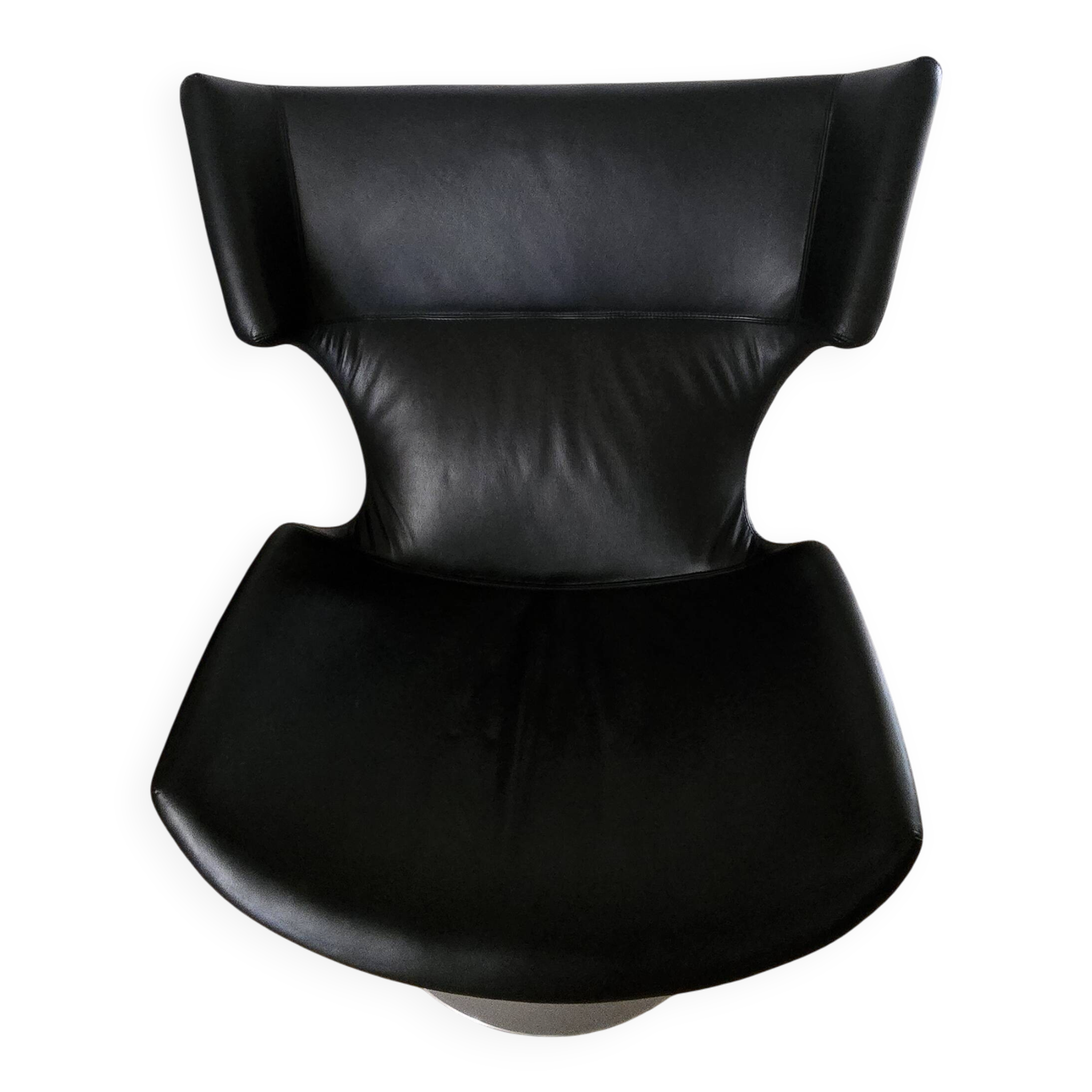 Artifort F976 design armchairs – black leather – swivel (x3)
