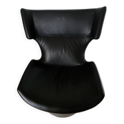 Artifort F976 design armchairs – black leather – swivel (x3)