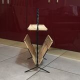Magazine rack in the style of Raoul Guys, rattan and iron structure, vintage 1950s
