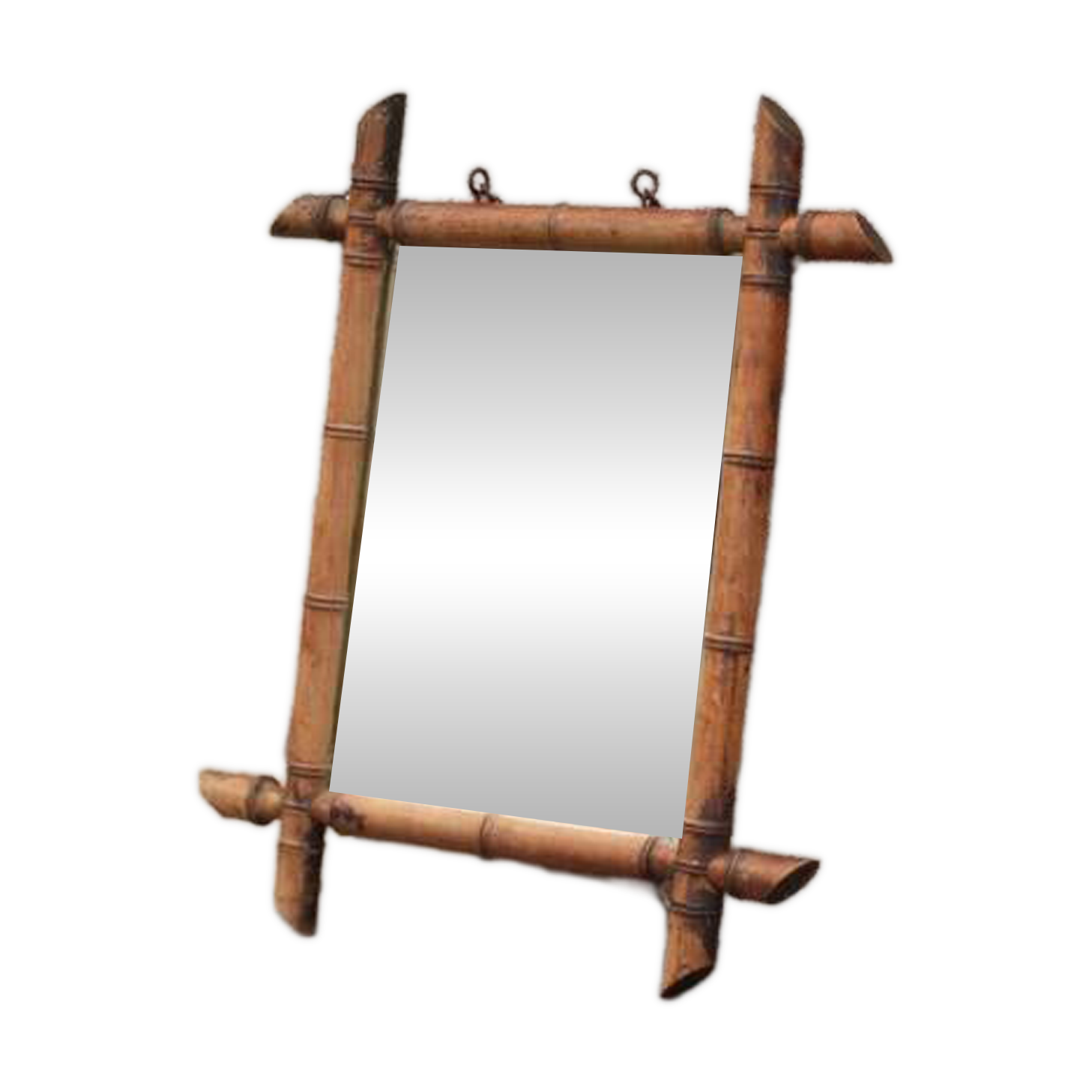 Wooden bamboo imitation mirror, antique mirror, hanging mirror, interior decor