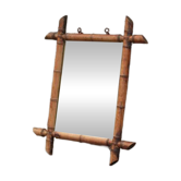 Wooden bamboo imitation mirror, antique mirror, hanging mirror, interior decor