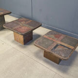 Vintage brutalist slate stone nesting tables by Design Studio Stam, 1990s