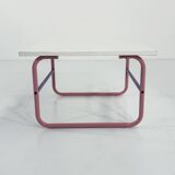 Pink and purple tubular coffee table, 1980