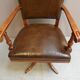 Chaise de bureau vintage en merisier et cuir