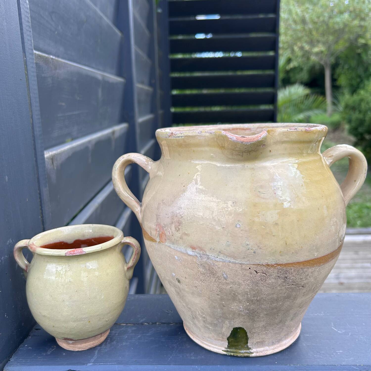 Antique vanilla yellow jars