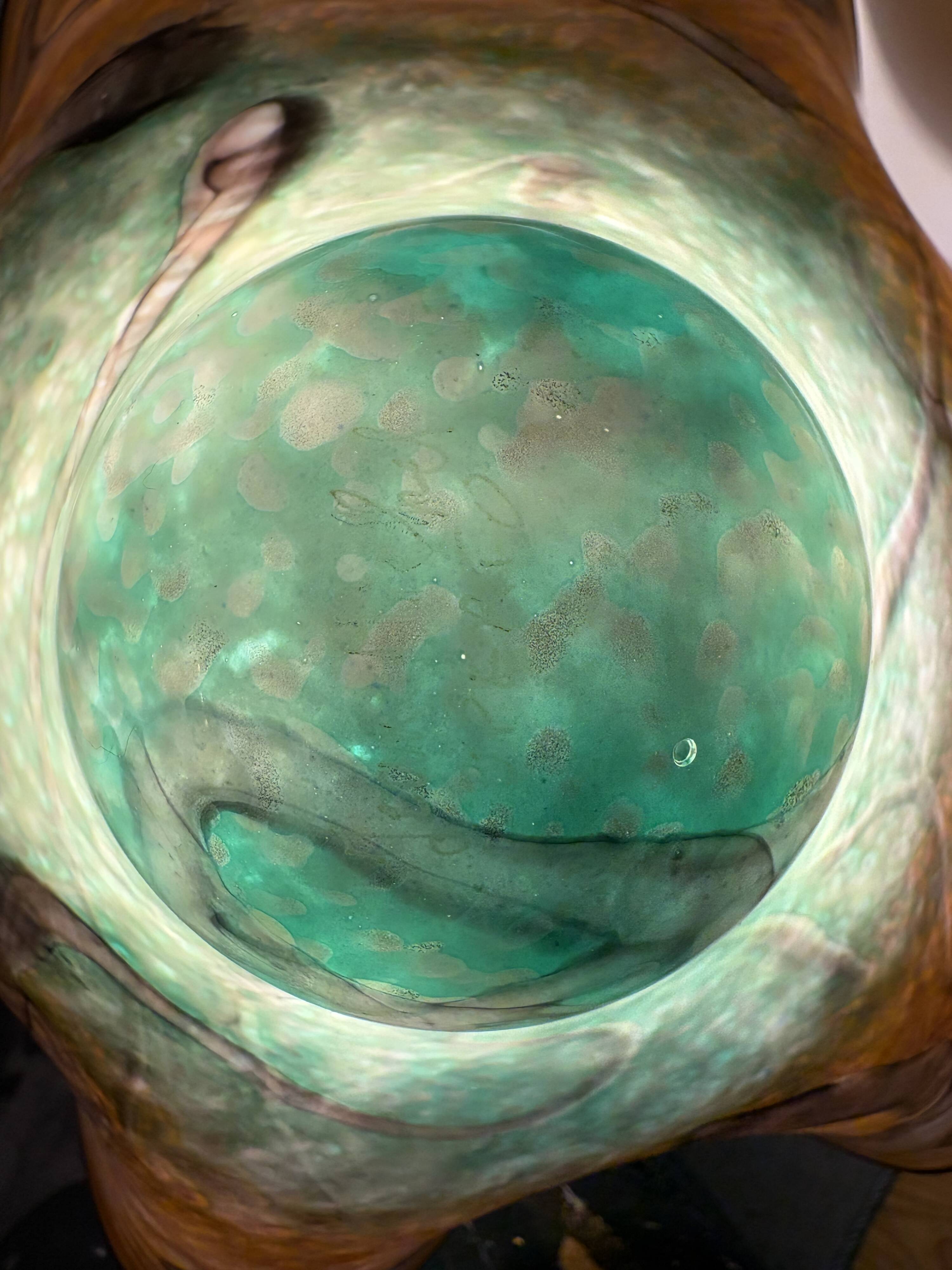 Large lamp signed by Jean-Michel Operto – blown glass with gold leaf