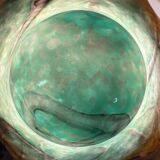 Large lamp signed by Jean-Michel Operto – blown glass with gold leaf