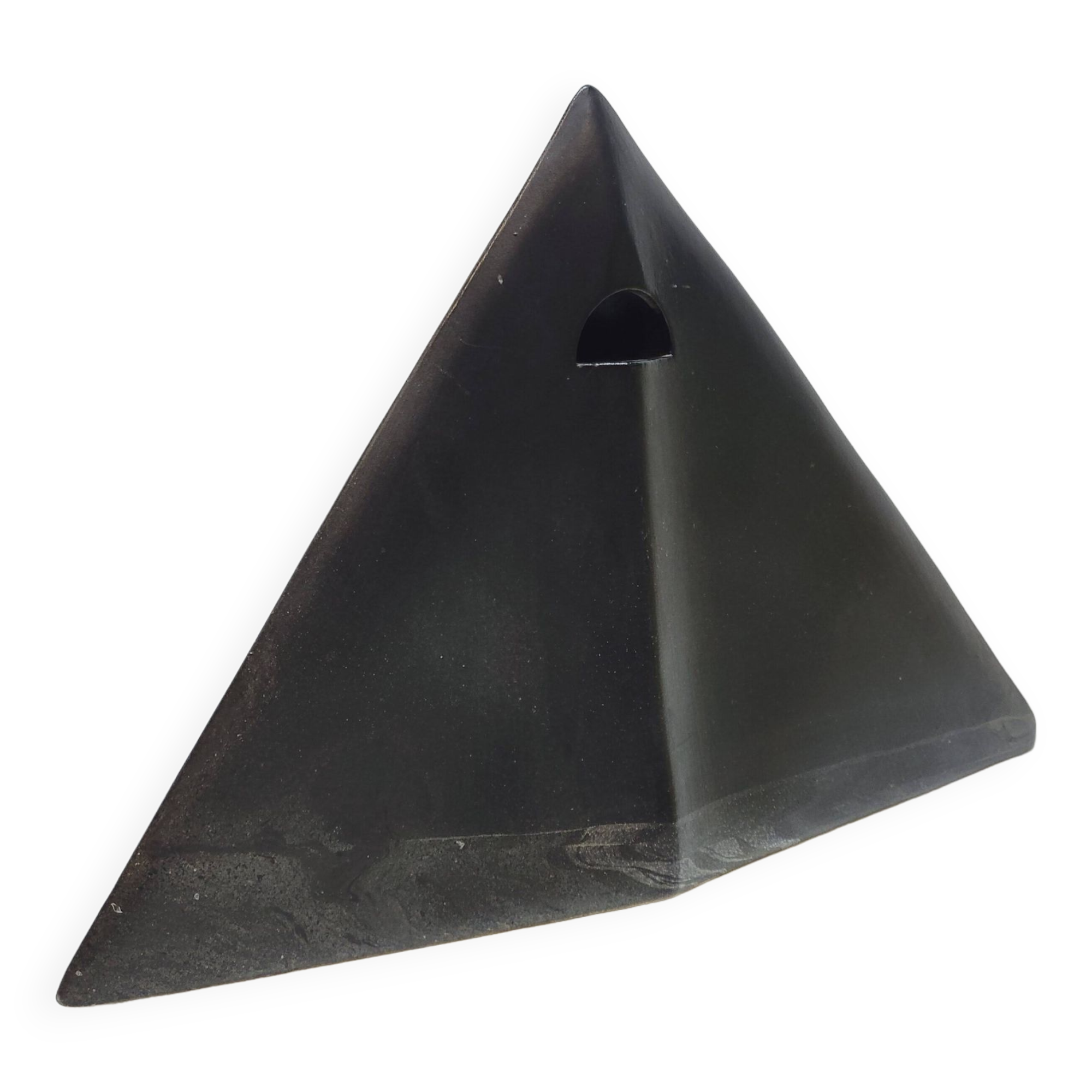 Soliflore vase in black ceramic pyramid or manta ray design